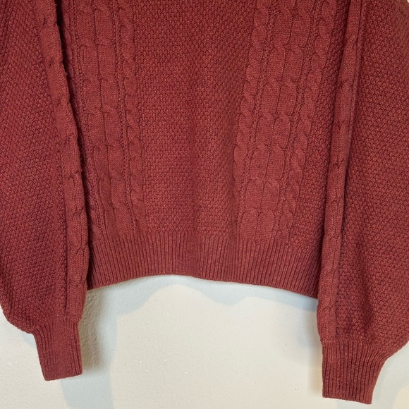 GAP Cable Knit Wool Blend Sweater in Burnt Red Size XL - Picture 4 of 7
